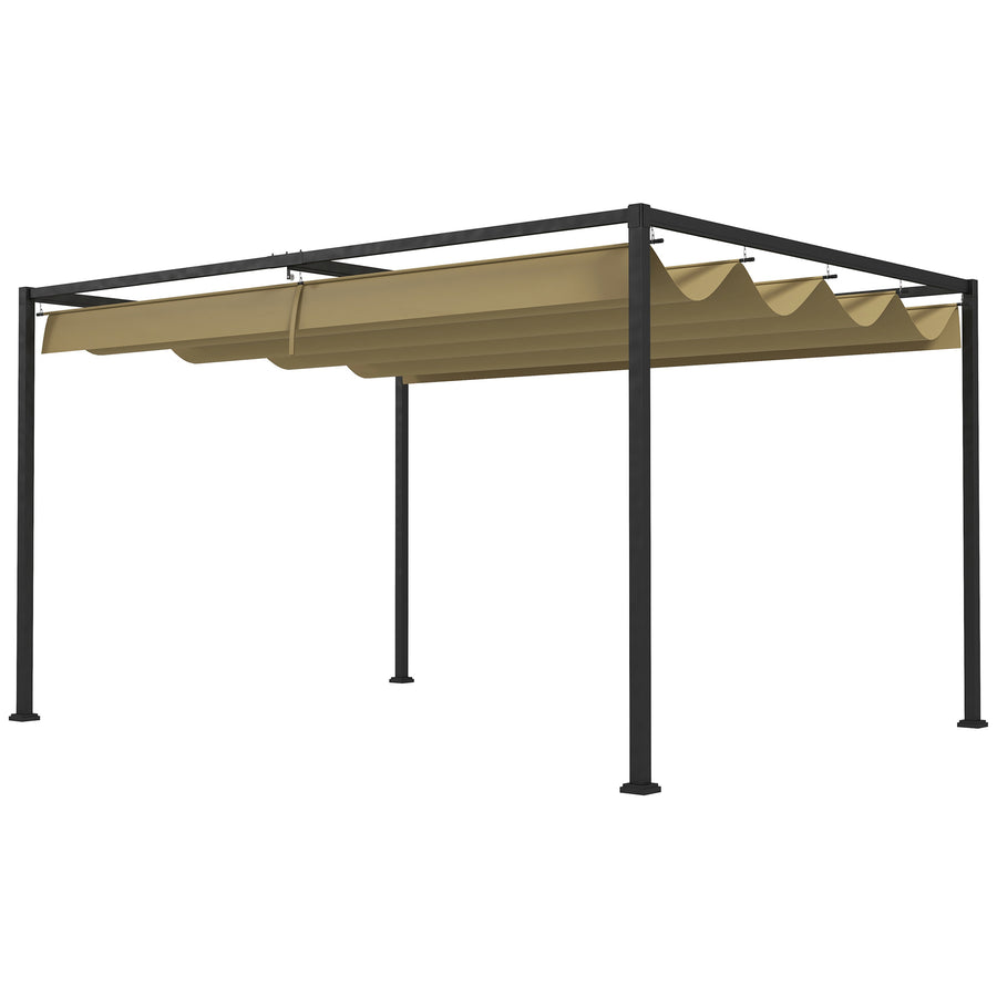 Pergola liukukatolla, 4 x 3 m, khaki