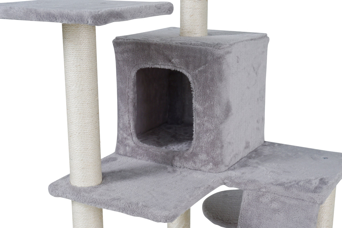 Kattklösbräda 170 cm – 55 x 55 cm botten, 3,4 mm sisal, ljusgrå