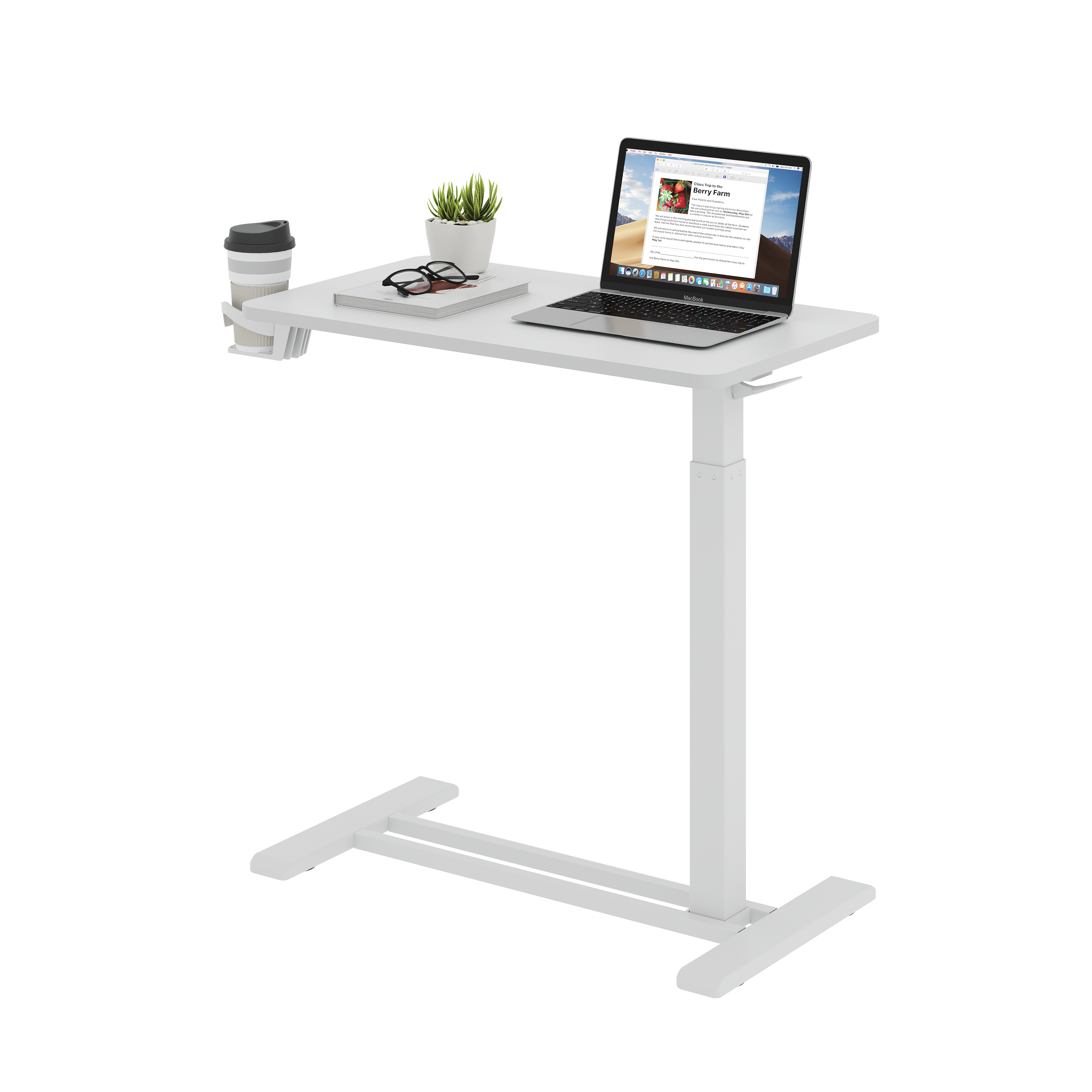 Flexispot Säädettävä Sivupöytä 70 x 40cm, Valkoinen