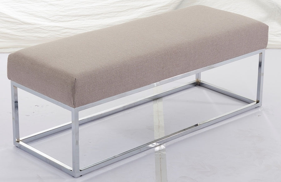 Bänk 114x44x42cm, sammetsklädsel, beige