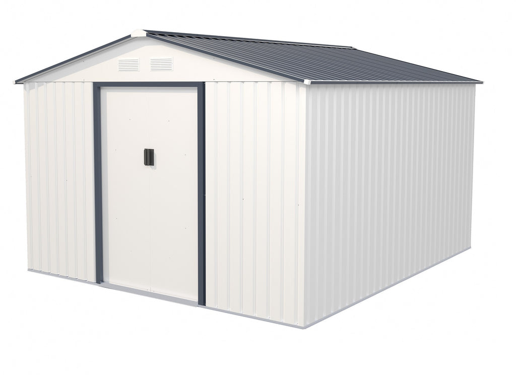 POHJOLA GARDEN Pihavaja 8,8m2 Puutarhavaja, Peltivarasto, Työkaluvaja Valkoinen + sokkeli