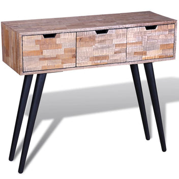 Sidobord med 3 lådor Återvunnen teak