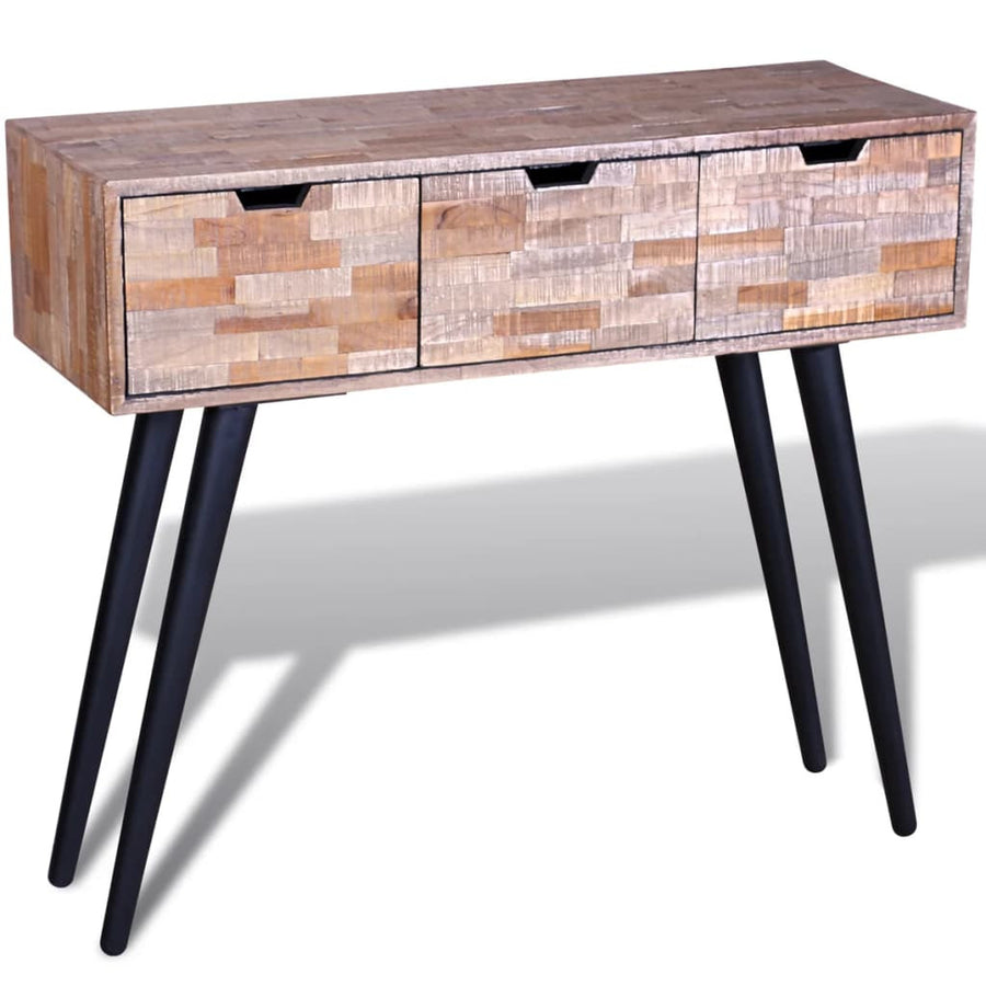 Sidobord med 3 lådor Återvunnen teak