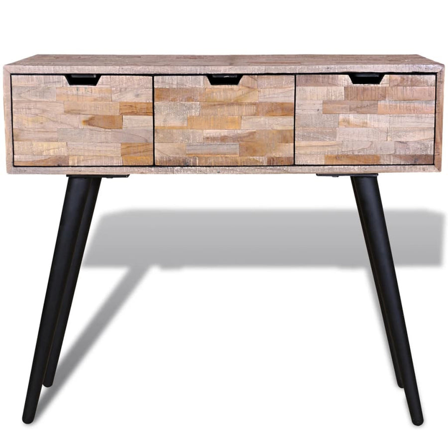 Sidobord med 3 lådor Återvunnen teak