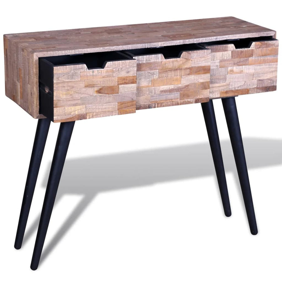 Sidobord med 3 lådor Återvunnen teak