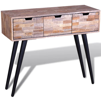Sidobord med 3 lådor Återvunnen teak
