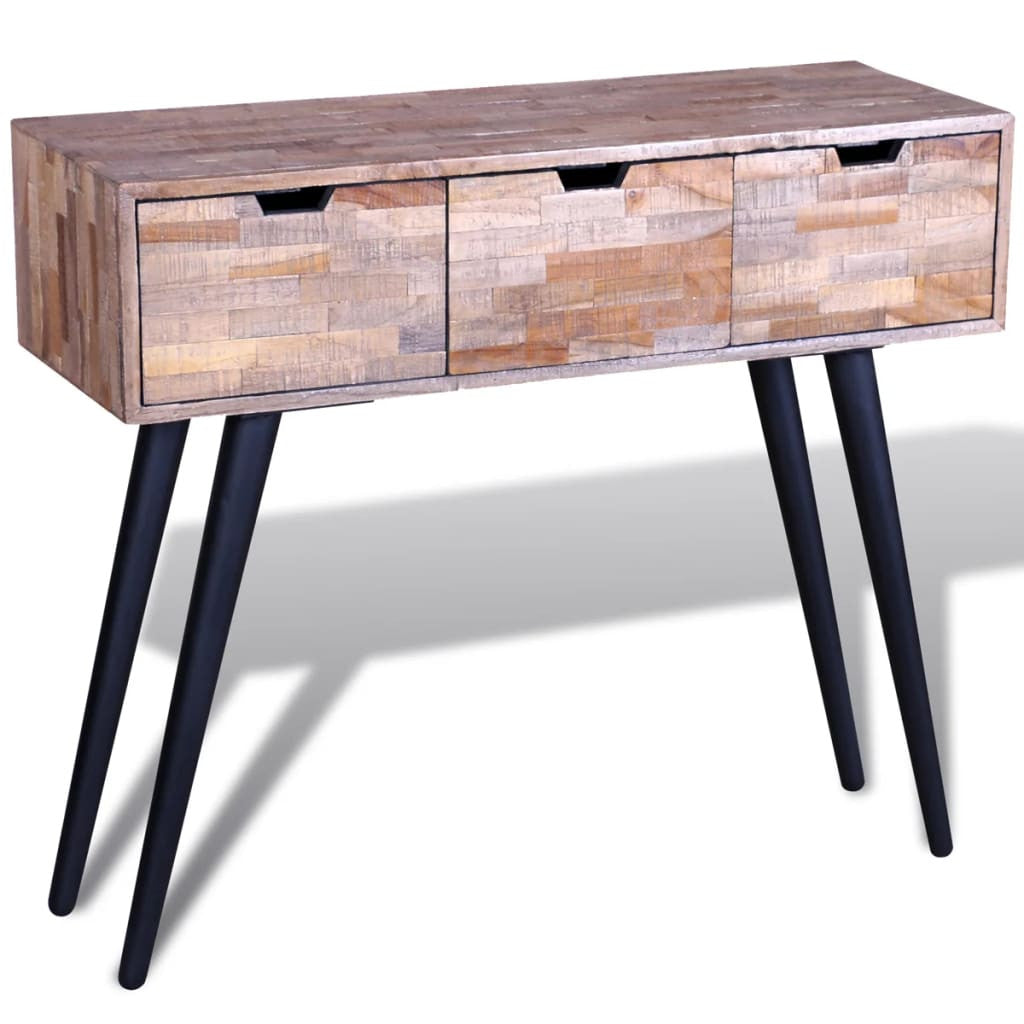 Sidobord med 3 lådor Återvunnen teak