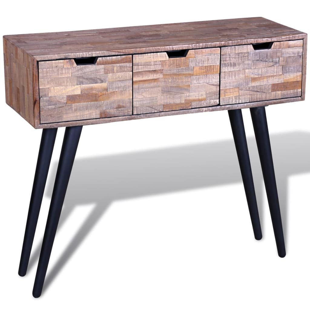 Sidobord med 3 lådor Återvunnen teak