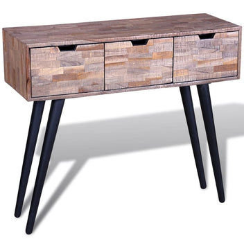 Sidobord med 3 lådor Återvunnen teak
