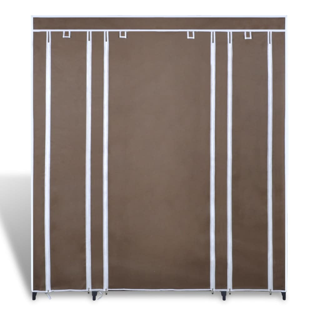 Garderob med fack och stänger, tyg 45x150x176 cm, brun