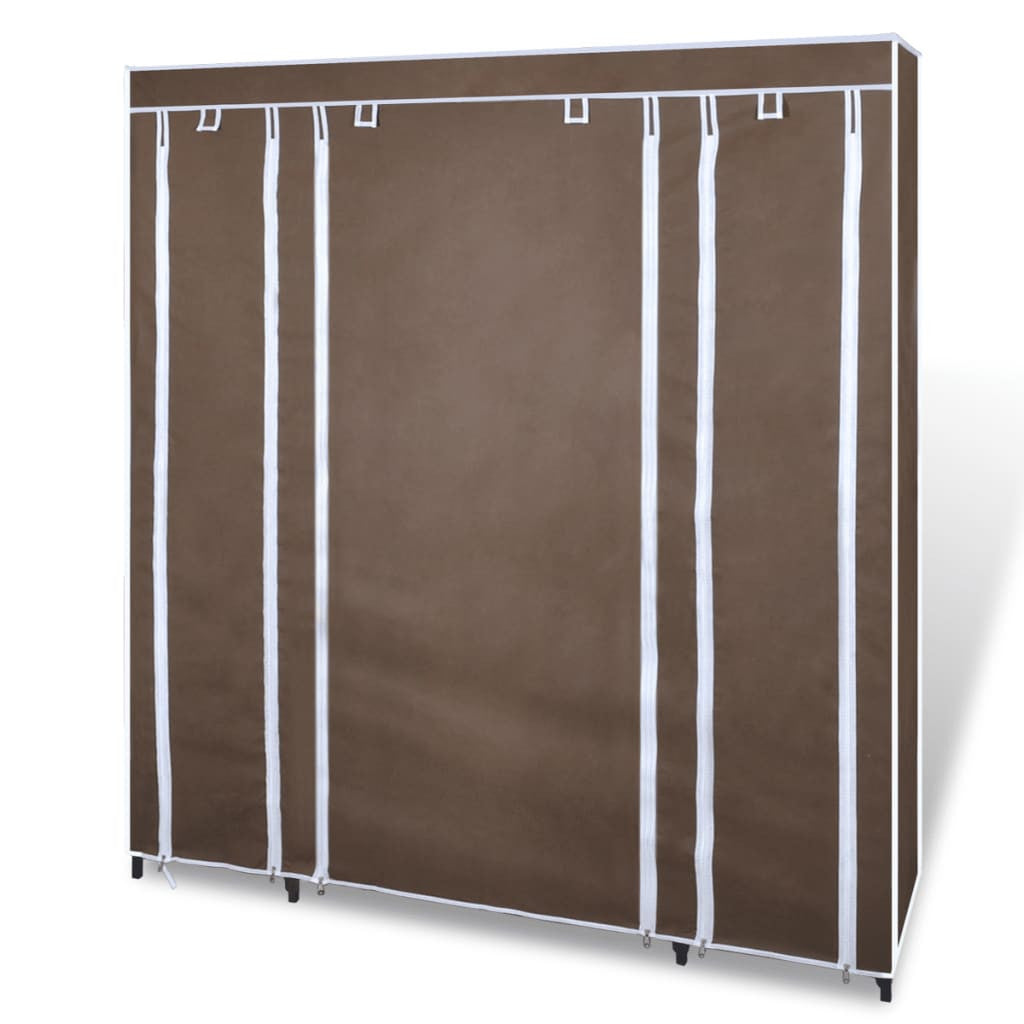 Garderob med fack och stänger, tyg 45x150x176 cm, brun