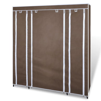 Garderob med fack och stänger, tyg 45x150x176 cm, brun
