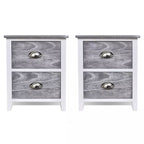 Yöpöytä laatikolla, 2kpl valkoinen / harmaa