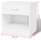 Yöpöytä 1 vetolaatikolla 2 kpl Valkoinen