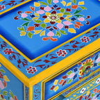 Yöpöytä kiinteä mangopuu käsinmaalattu turkoosi