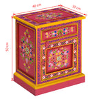 Sängbord, massivt mangoträ, handmålat rosa