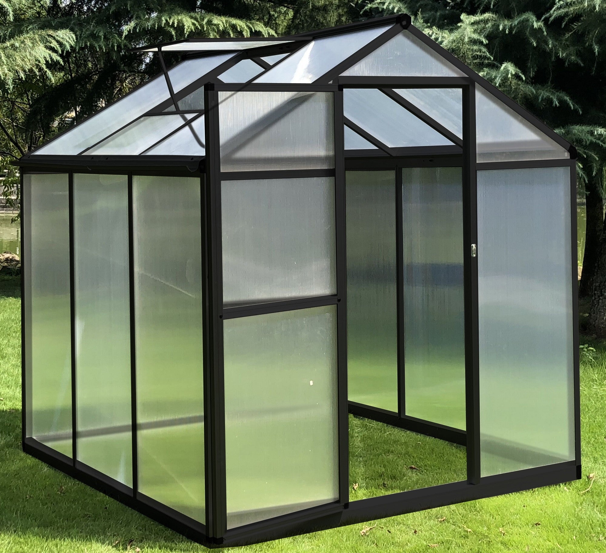 POHJOLA GARDEN Kasvihuone 3,3m²: Tukeva Runko, Paksut Paneelit, Sokkeli & Rännit - Helppo Koota Musta