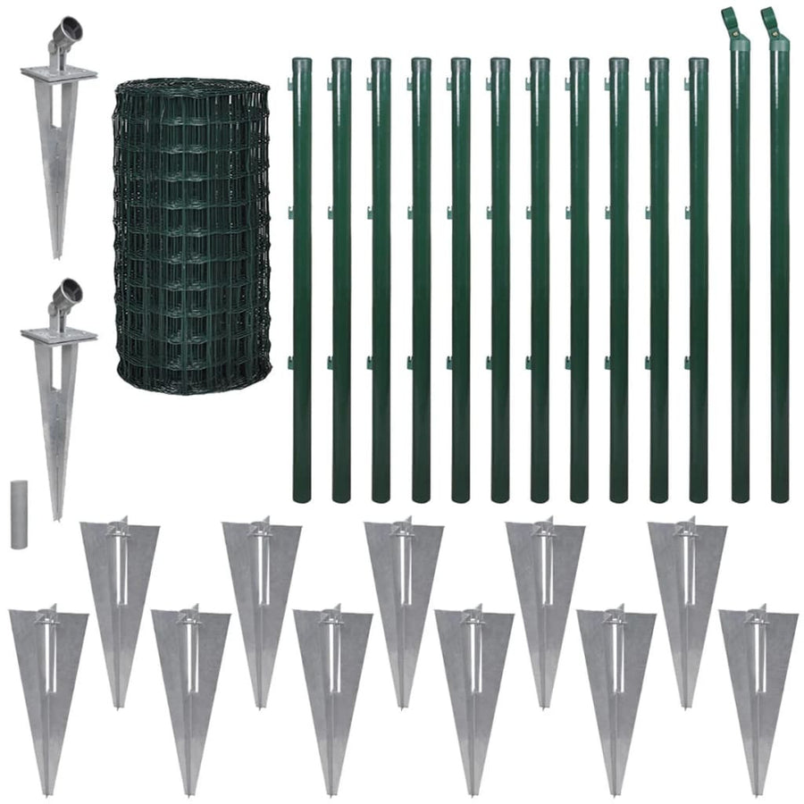 Eurostängsel stål 25x1,7 m grönt
