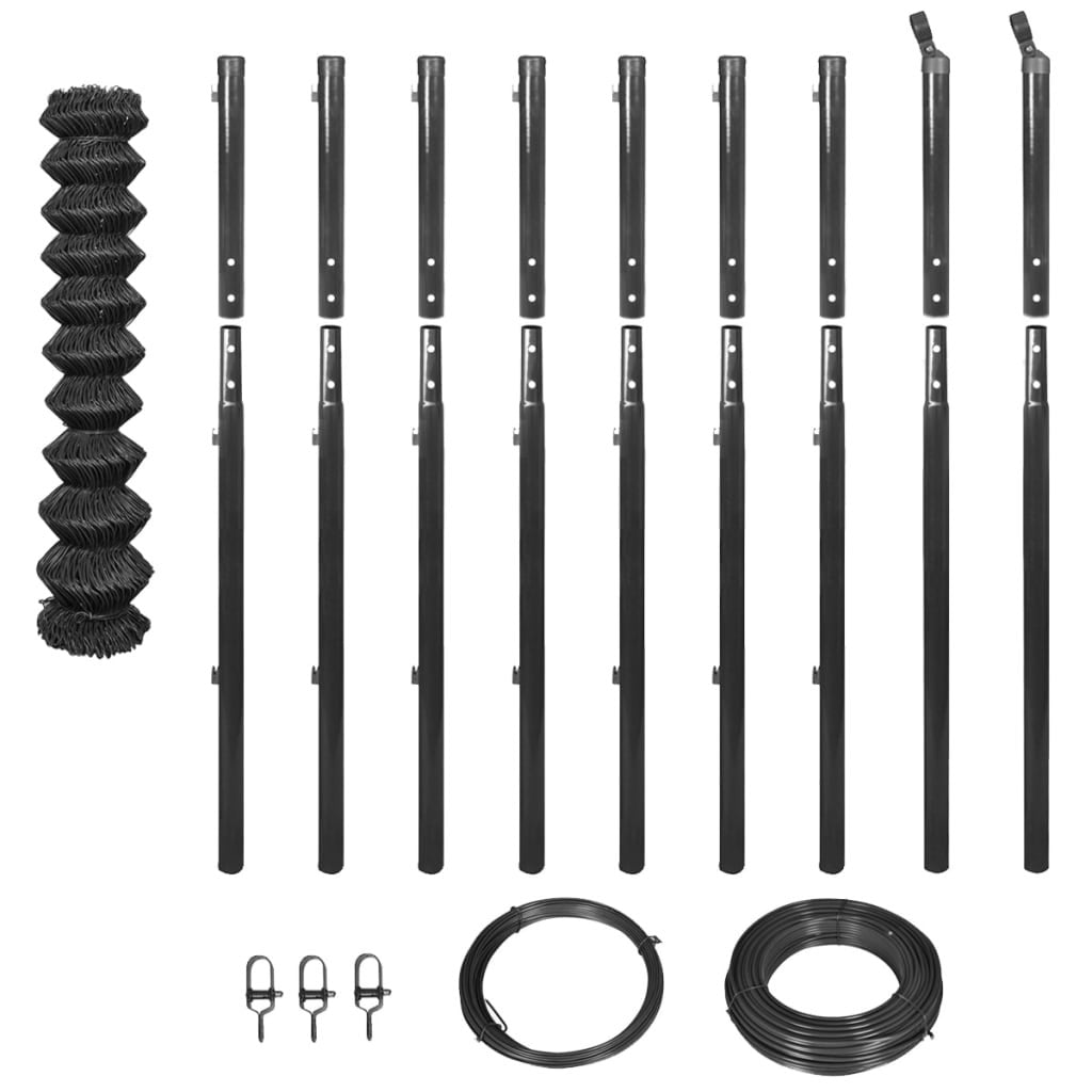 Verkkoaita tolpilla ja tarvikkeilla 1,97x15 m harmaa