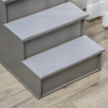 Lemmikin portaat 4 askelmaa, liukumaton lyhytnukka, 30 kg asti, 40 x 59 x 54,2 cm, harmaa