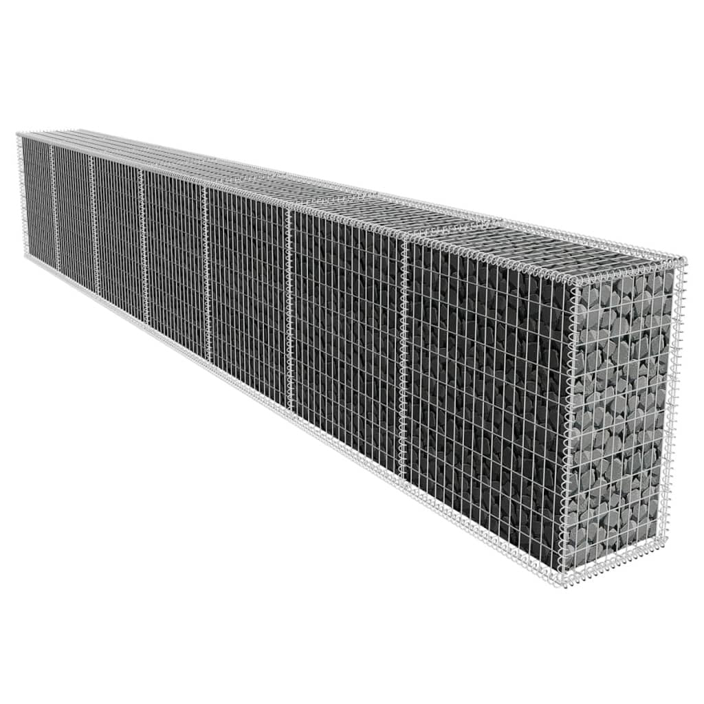 Gabionvägg med lock, galvaniserat stål, 600x50x100 cm
