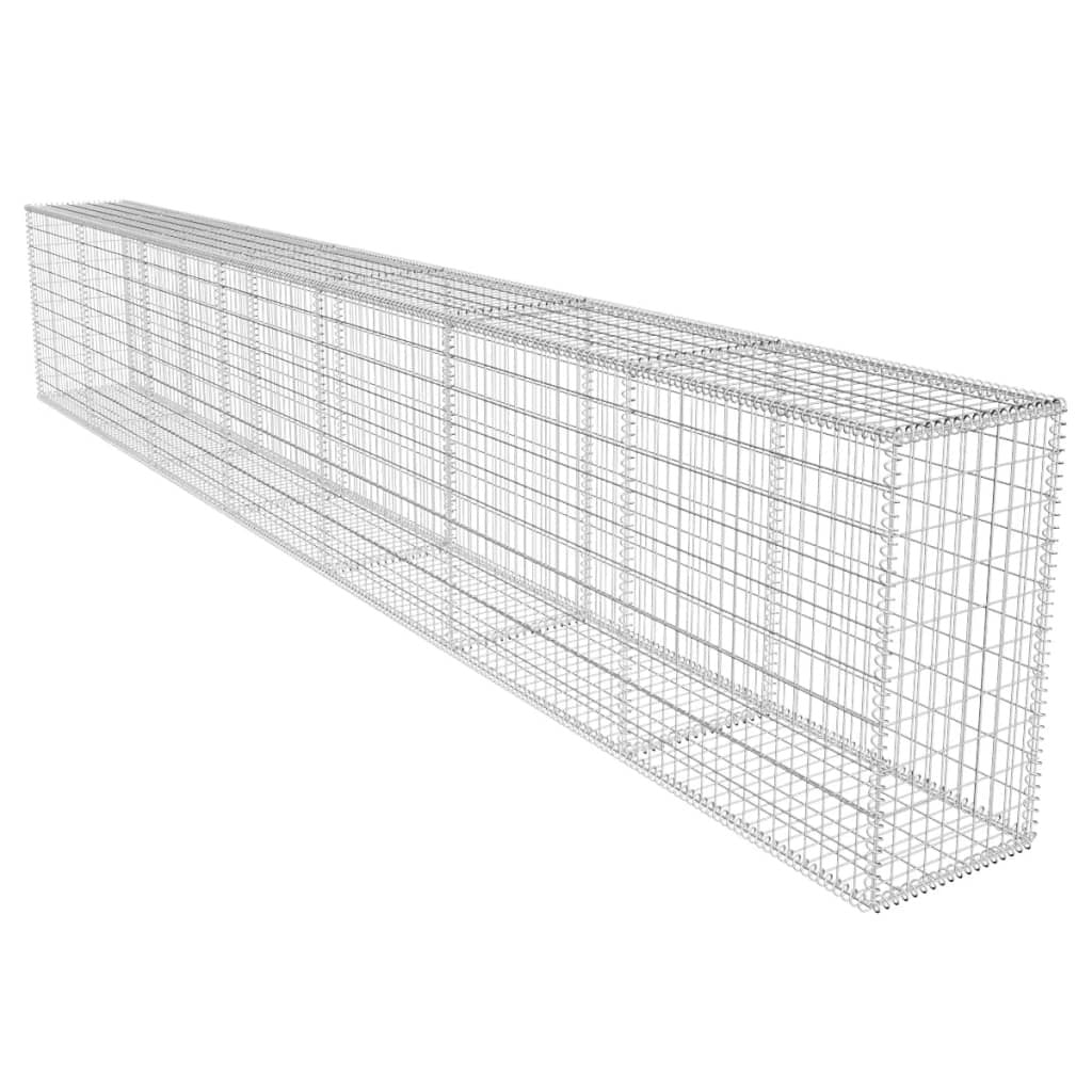 Gabionvägg med lock, galvaniserat stål, 600x50x100 cm