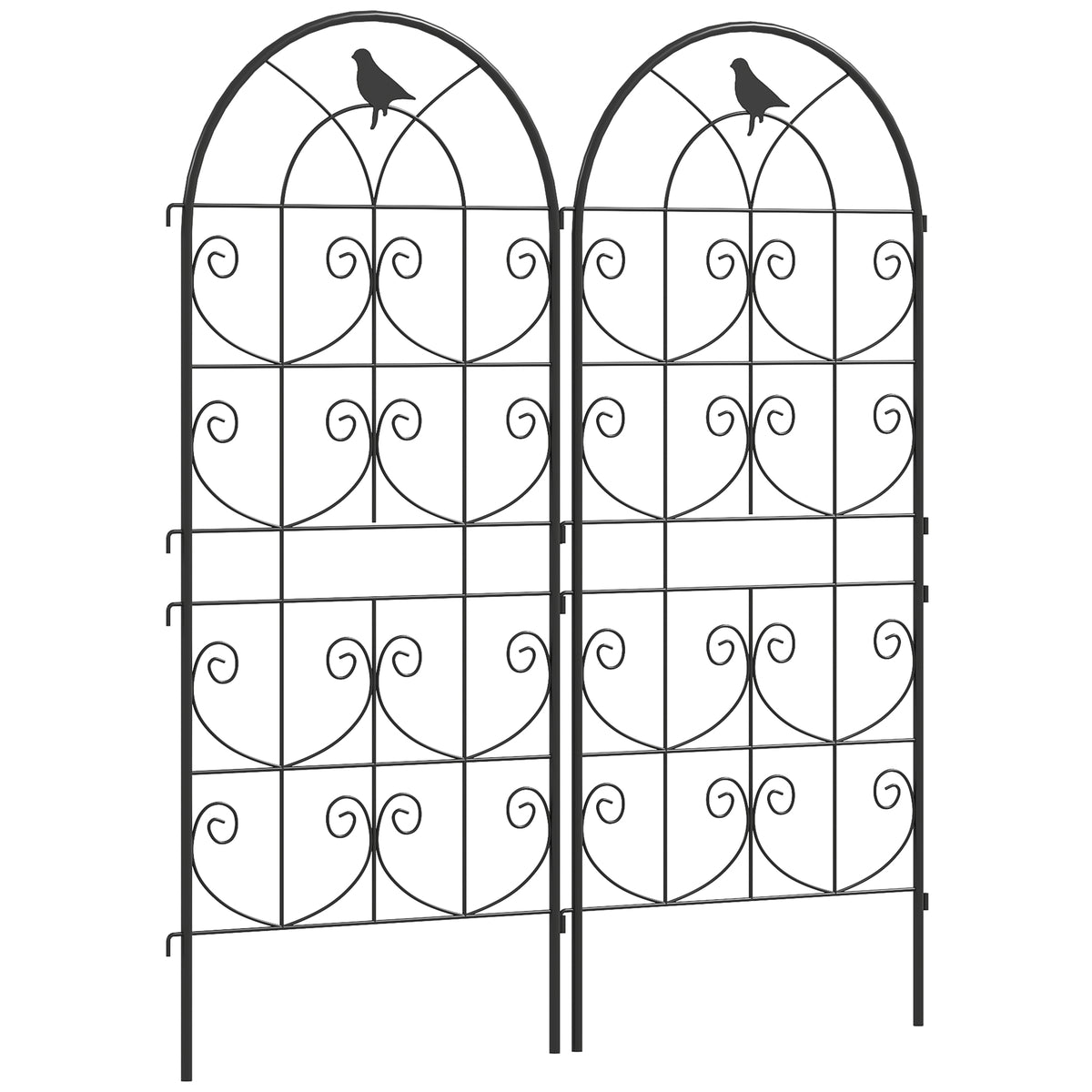 Metallisäleiköt lintukoristeilla, malli 2, 2 kpl, 50 x 120 cm, musta