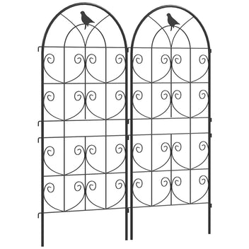 Metallisäleiköt lintukoristeilla, malli 2, 2 kpl, 50 x 120 cm, musta