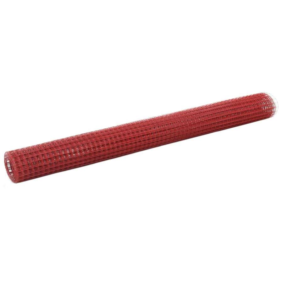 Stålnät med PVC-beläggning 25x1,5 m rött