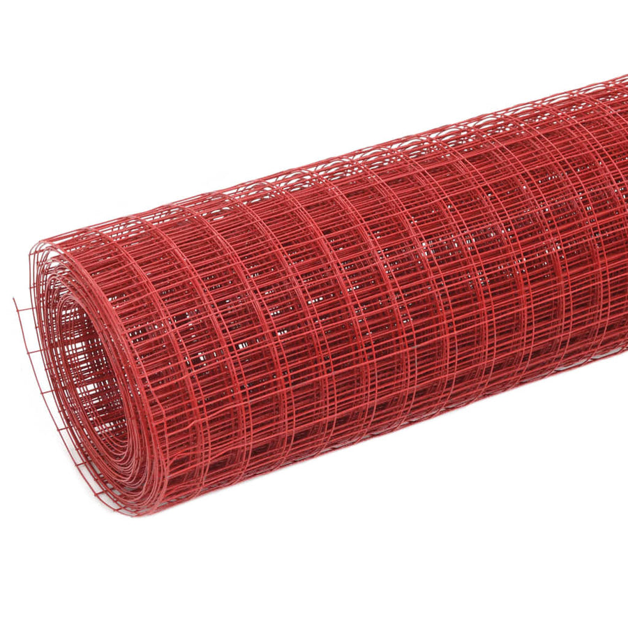 Stålnät med PVC-beläggning 25x1,5 m rött