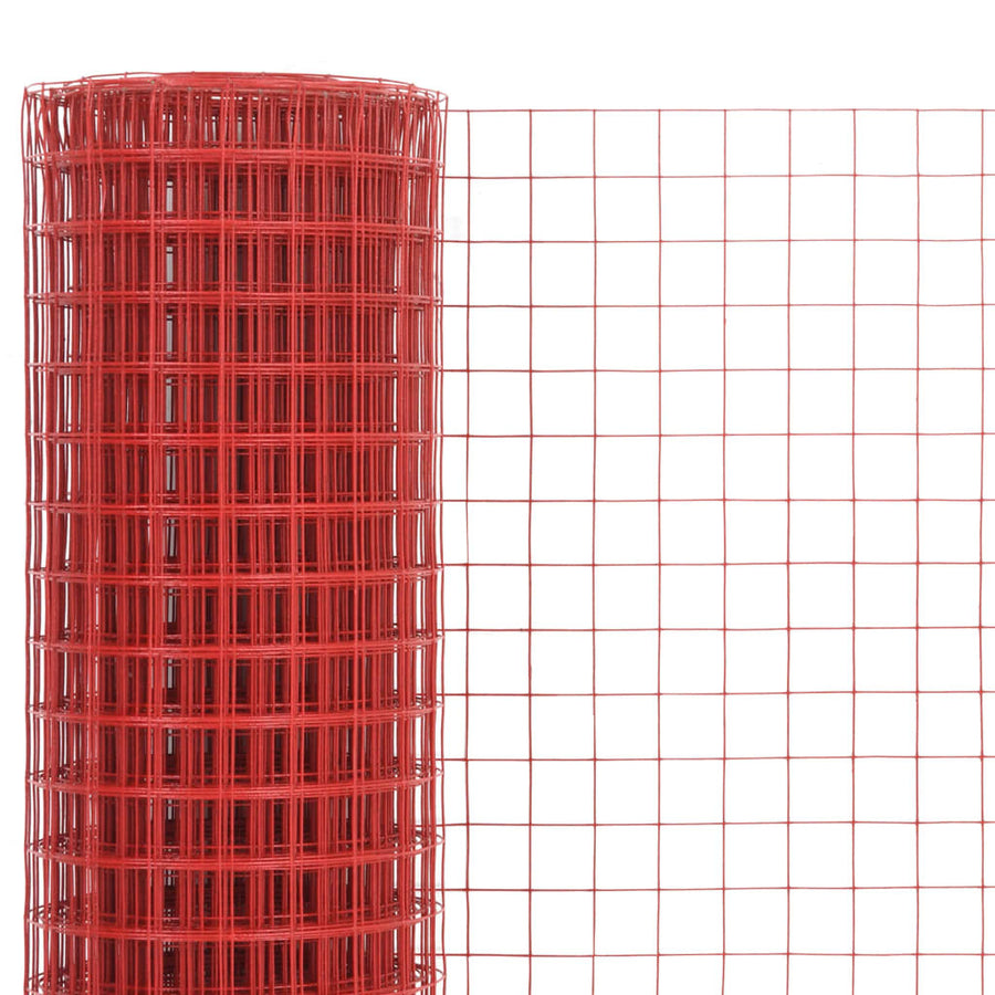 Stålnät med PVC-beläggning 25x1,5 m rött