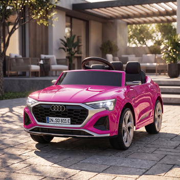 Lasten sähköauto Audi Q8 e-tron Sportback 12V, kaukosäädin, jousitus, 3–5 v, pinkki