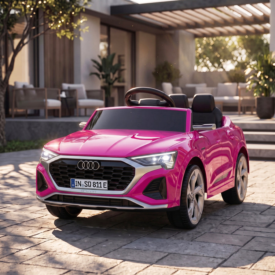 Lasten sähköauto Audi Q8 e-tron Sportback 12V, kaukosäädin, jousitus, 3–5 v, pinkki