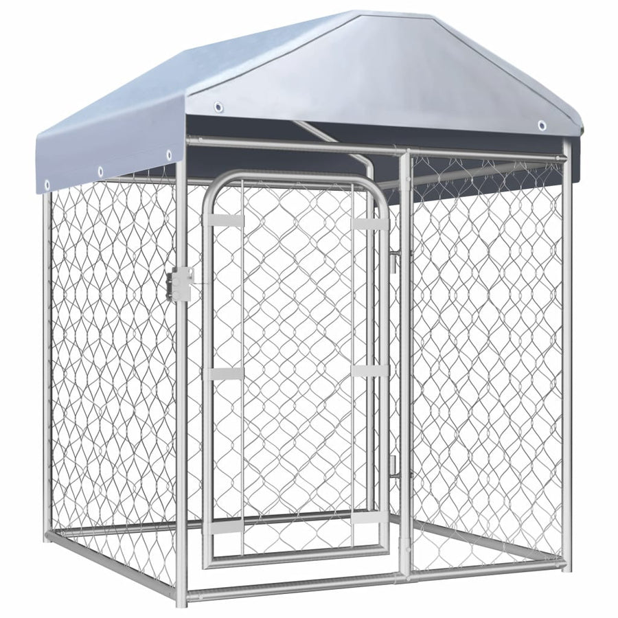 Utomhuskennel med tak 100x100x125 cm