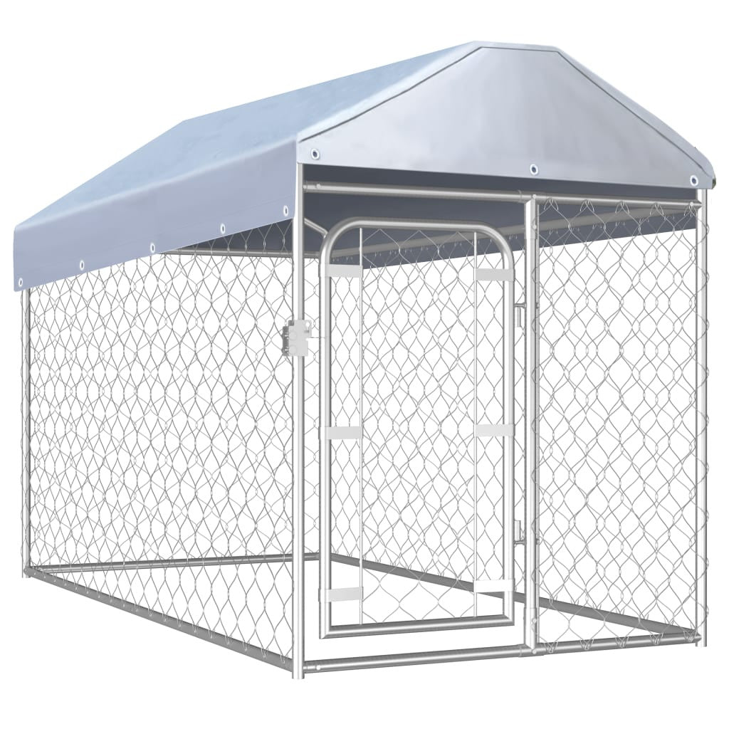 Utomhuskennel med tak 200x100x125 cm
