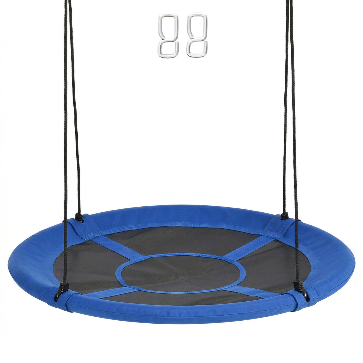 Pesäkeinu Ø 110 cm säädettävillä köysillä, kantavuus 100 kg, sininen
