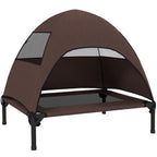 Koiran kenttäpeti irrotettavalla katoksella, korotettu 18 cm, keskikokoisille, 76 x 61 x 71 cm, kahvi