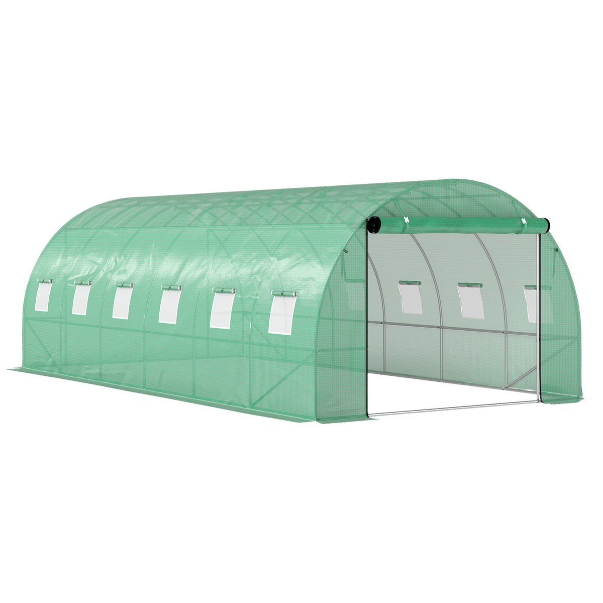 Iso vahvistettu tunnelikasvihuone 170 g/m² katteella, 6 x 3 x 2 m, vihreä