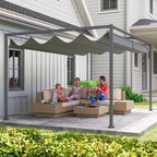 Pergola liukukatolla, 4 x 3 m, tummanharmaa