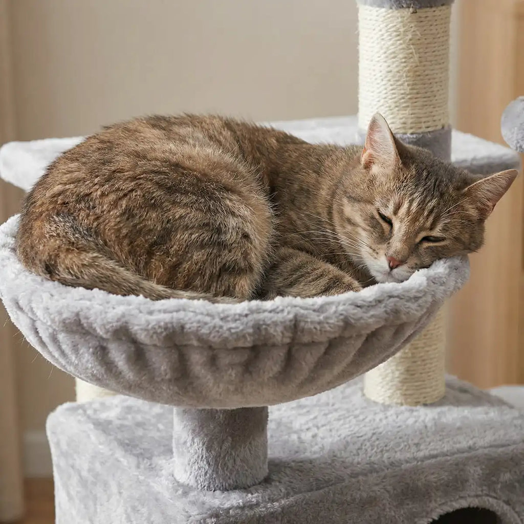 Pohjolan Lemmikkitarvike Kissan kiipeily-/raapimispuu 117cm, Vaalean Harmaa