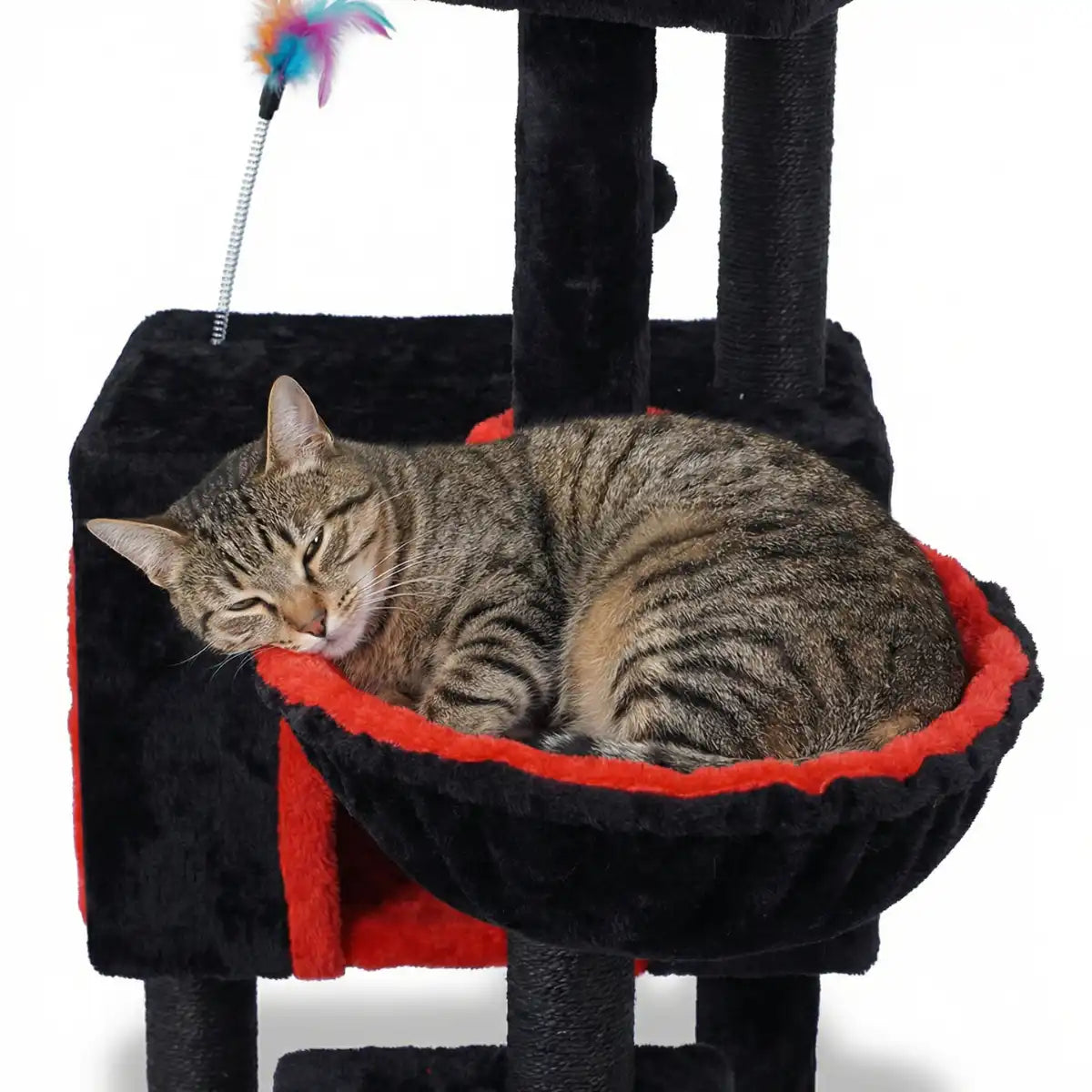 Pohjolan Lemmikkitarvike Kissan kiipeily-/raapimispuu 90 cm, Musta/Punainen