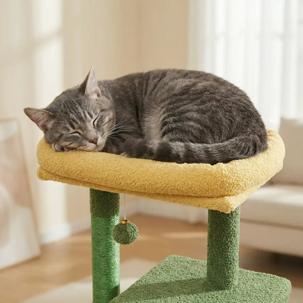 Pohjolan Lemmikkitarvike Kissan kiipeily-/raapimispuu 143 cm, Keltainen/Vihreä