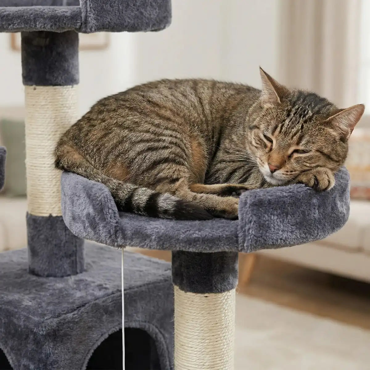 Kattklösbräda 170 cm – 2 grottor, 3 nivåer, mörkgrå