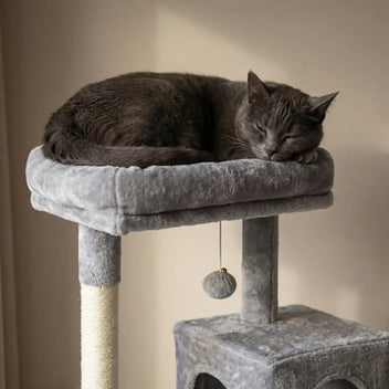 Kattklösbräda 143 cm – gömställe, hängmatta, ljusgrå