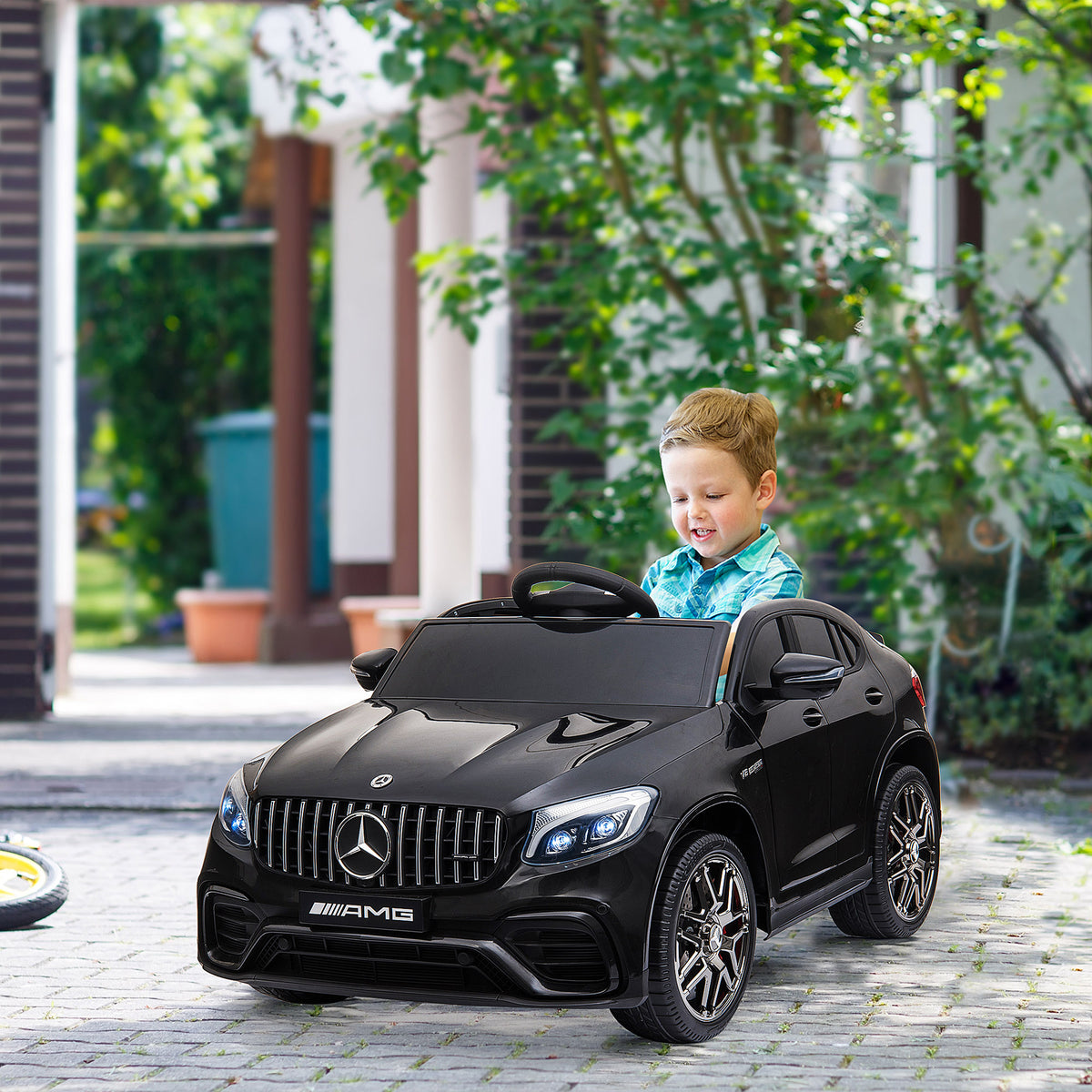 Lasten sähköauto Mercedes-AMG GLC63S Coupé 12V, kaukosäädin, kaksi moottoria, musta