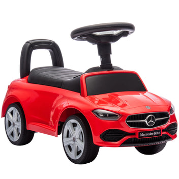 Lasten potkuauto Mercedes-Benz C-sarja, äänitorvi ja käynnistysääni, säilytystila, 18–36 kk, punainen