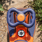 Lasten sähköinen kiikkuauto 2-in-1, litiumakku, RGB-valot ja musiikki, 360° ohjaus, oranssi