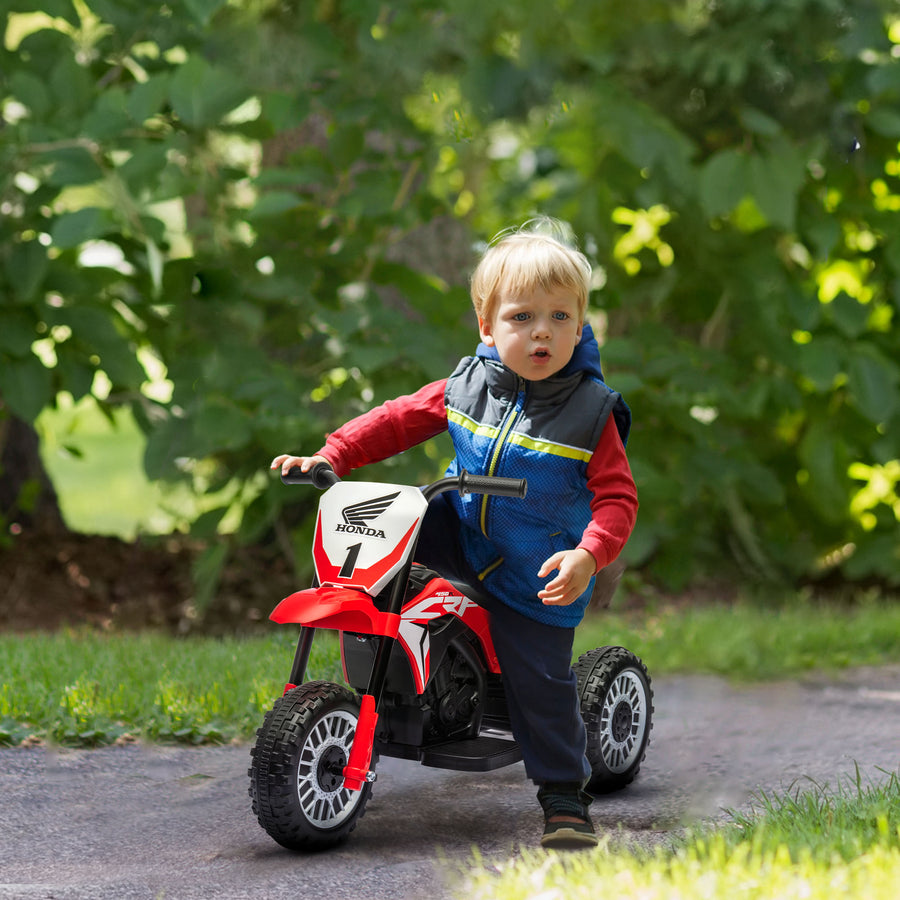 Lasten sähkömoottoripyörä Honda 6V kolmella pyörällä, äänitehosteet, 18–36 kk, punainen