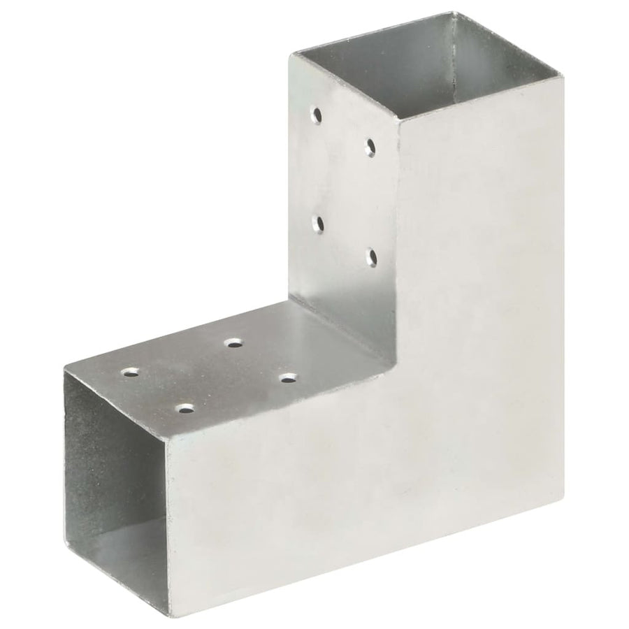 Stolpanslutningar, 4 st, L-formade, galvaniserad metall, 71x71 mm