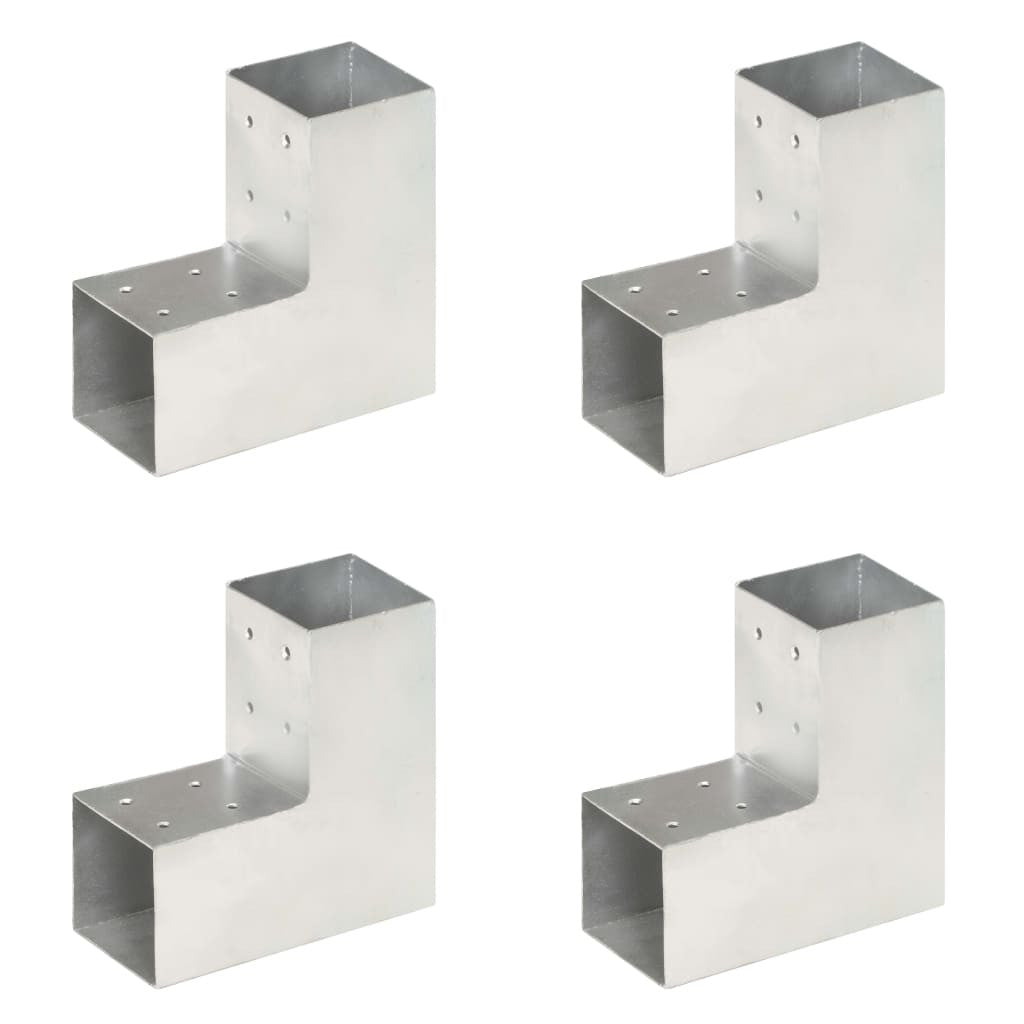 Stångkopplingar, 4 st, L-formade, galvaniserad metall, 81x81 mm